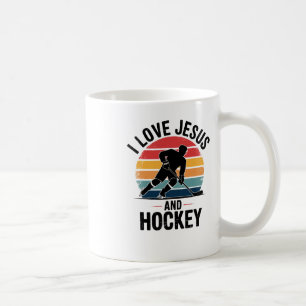 Jesus And Hockey - Vintage Christian Religious Hoc Coffee Mug