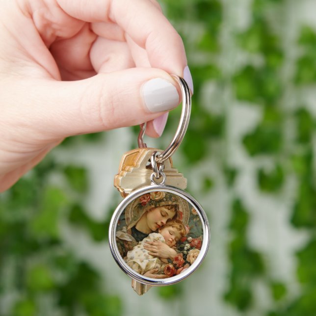 Jesus and Holy Mary Impressionism Key Ring (Hand)