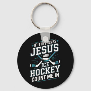 Jesus And Ice Hockey Count Me In 2 Key Ring