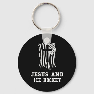 Jesus And Ice Hockey Design Christian Jesus Fan  Key Ring