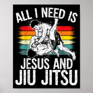 Jesus and Jiu Jitsu BJJ MMA Sport Poster