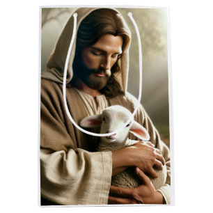 JESUS AND LAMB CHRISTMAS MEDIUM GIFT BAG