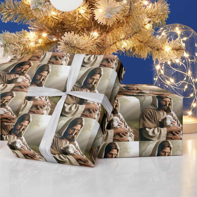 JESUS AND LAMB CHRISTMAS WRAPPING PAPER (Holidays)
