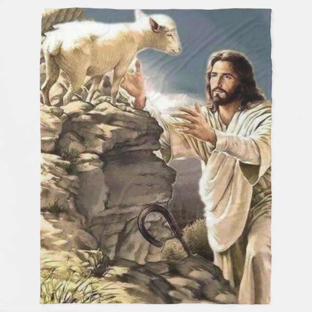 JESUS and LAMB Fleece Blanket (Front)