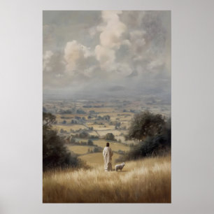 Jesus and Lamb Lost Sheep Jesus Leaves 99 Good Poster