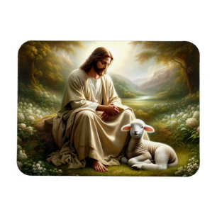Jesus and Lamb Magnet