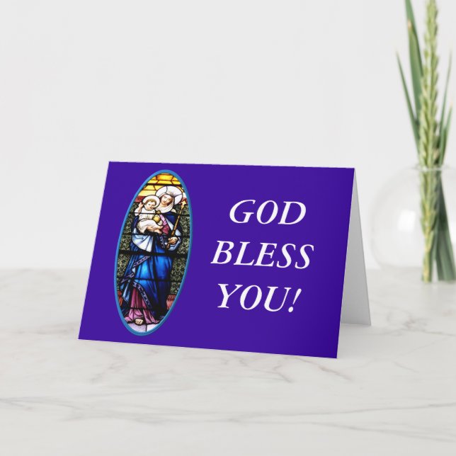 Jesus and Mary stained glass window Holiday Card (Front)