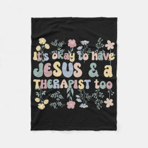 Jesus And Mental Health Therapist Mental Health Th Fleece Blanket