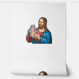 Jesus and Moo Deng Divine Connection Meets Hippo T Wallpaper
