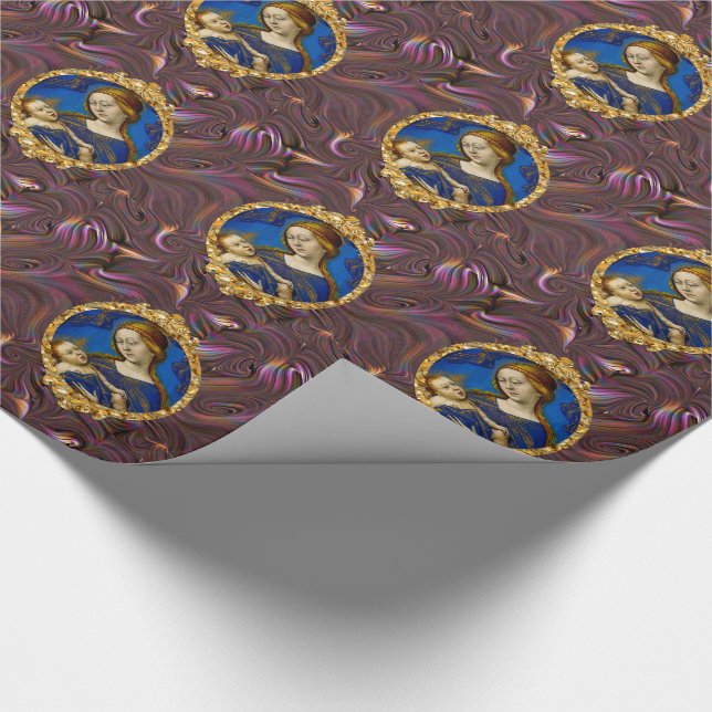Jesus and Mother Mary Christmas Holiday Pattern Wrapping Paper (Corner)