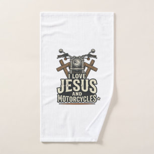 Jesus and Motorcycles Vintage Christian Biker Desi Hand Towel