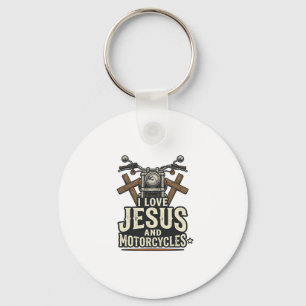 Jesus and Motorcycles Vintage Christian Biker Desi Key Ring