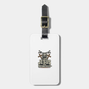 Jesus and Motorcycles Vintage Christian Biker Desi Luggage Tag