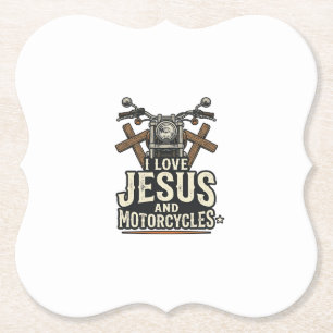 Jesus and Motorcycles Vintage Christian Biker Desi Paper Coaster