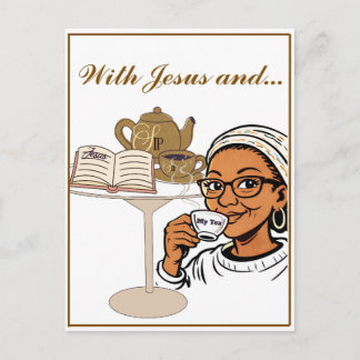 Jesus and My Tea Stationery Postcard