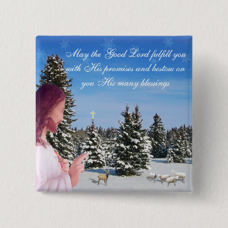 Jesus and Sheep 15 Cm Square Badge
