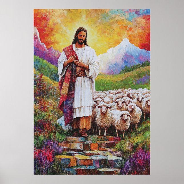 Jesus and Sheep Poster (Front)