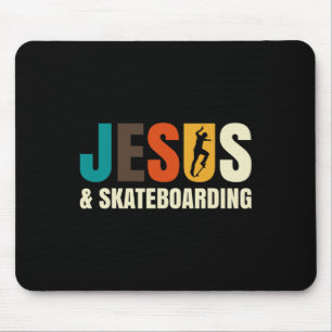 Jesus And Skateboarding For Skateboarder Skating Mouse Pad