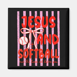 Jesus and Softball Coquette Game Day Softball Mum Magnet
