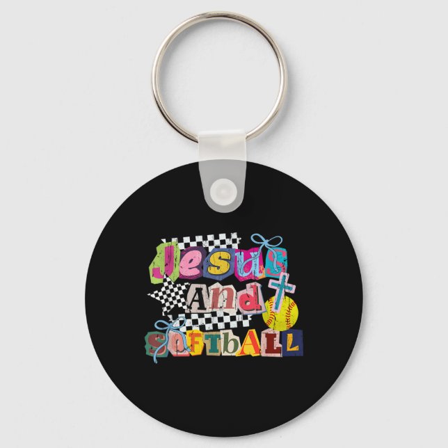 Jesus and Softball Key Ring (Front)