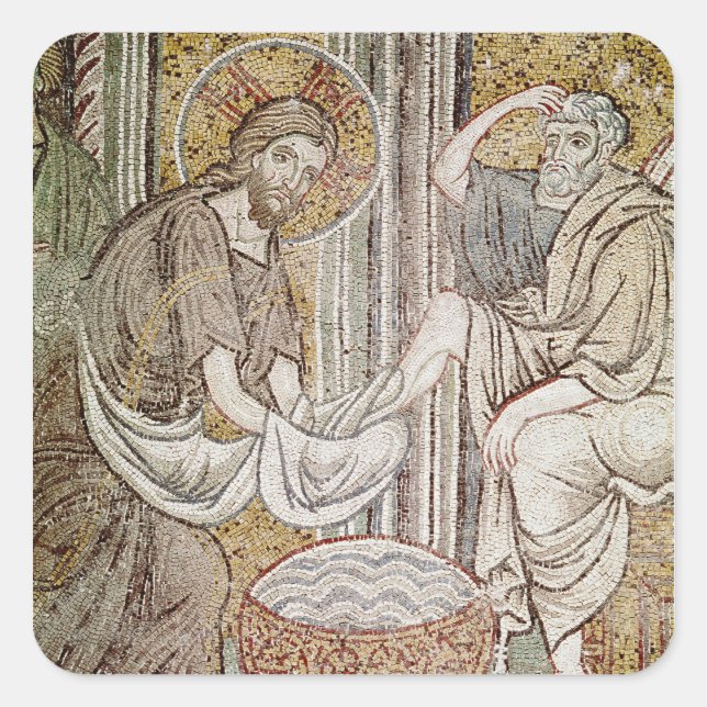 Jesus and St. Peter Square Sticker (Front)