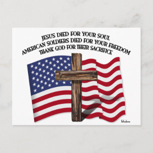Jesus and the American Soldiers rugged cross US... Postcard