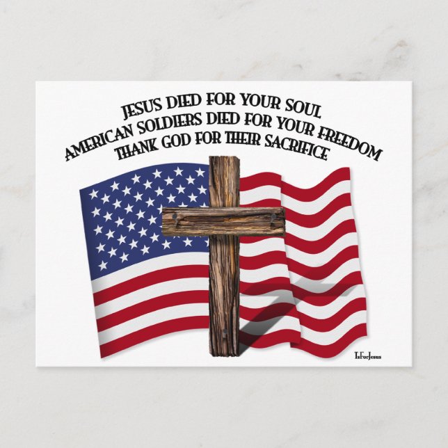 Jesus and the American Soldiers rugged cross US... Postcard (Front)