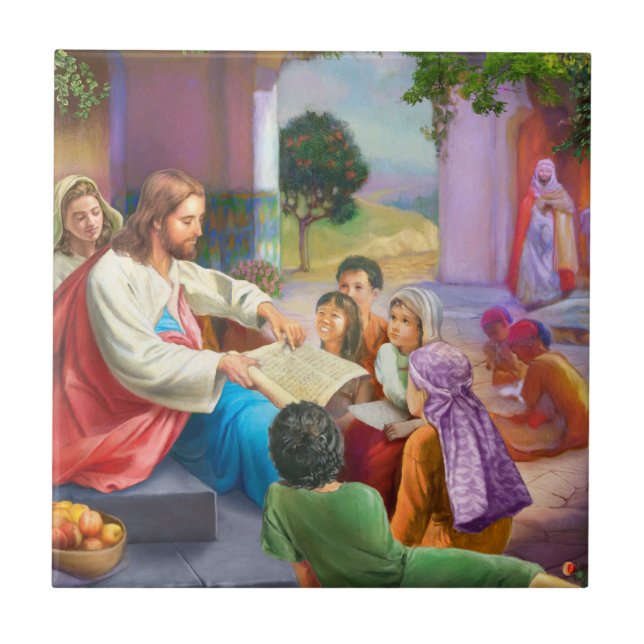 Jesus and the children ceramic tile (Front)