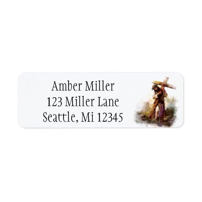 Jesus and the cross return address label (Front)