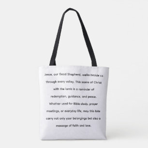 Jesus and the Lamb Tote Bag Christian Faith Gift