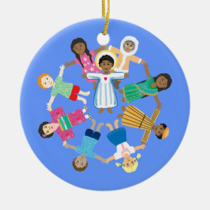 Jesus and the little children ceramic tree decoration