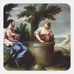 Jesus and the Samaritan Woman Square Sticker