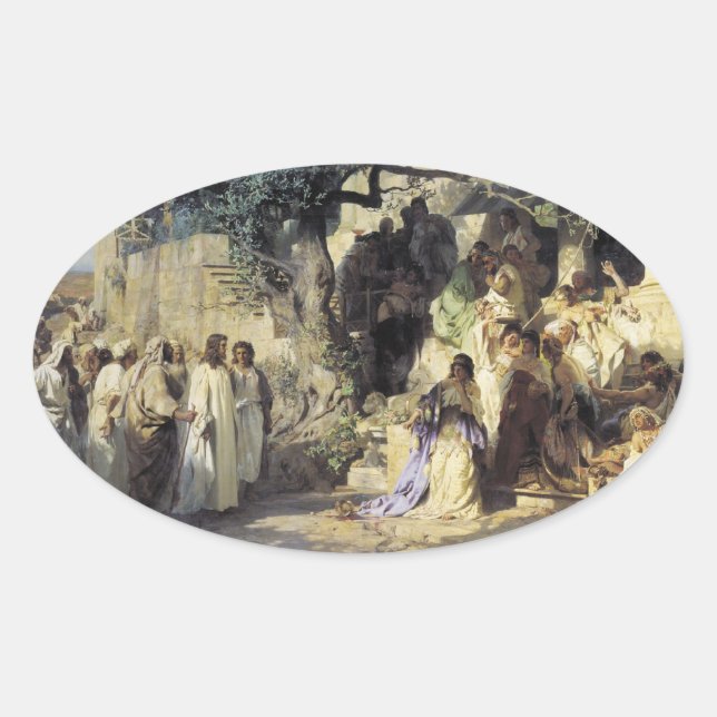 Jesus and the Sinners Oval Sticker (Front)