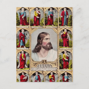 Jesus and the twelve apostles postcard