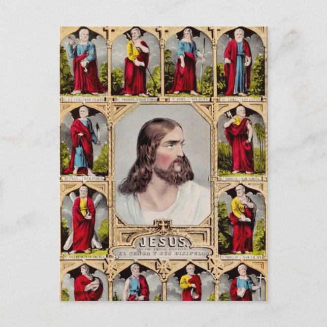 Jesus and the twelve apostles postcard (Front)