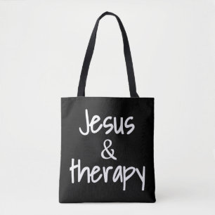 Jesus And Therapy Christian Humour For Christian C Tote Bag