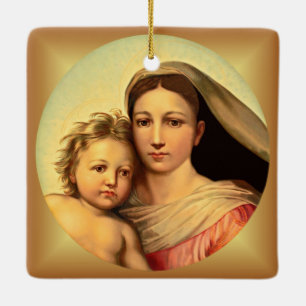 Jesus And Virgin Mary, Sistine Madonna ~ Ceramic Ornament