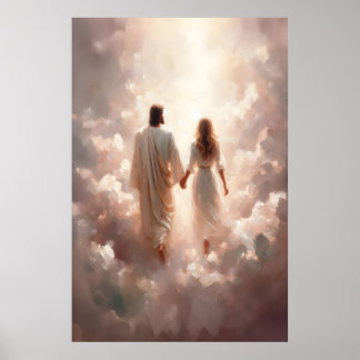 Jesus and Woman Jesus Holding Hands Woman Jesus Poster