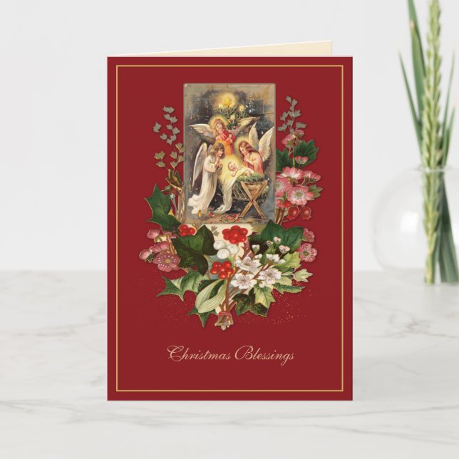 Jesus Angels Nativity Christmas Holiday Card (Front)