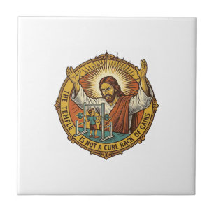 Jesus Angry Bicep Curls Squat Rack Gym Annoyance H Ceramic Tile