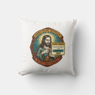 Jesus Annoying Accept Cookies Pop Up Internet Brow Cushion