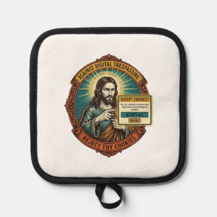 Jesus Annoying Accept Cookies Pop Up Internet Brow Pot Holder