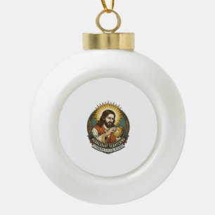 Jesus Annoying Peeling Sticker Paper Residue Shop Ceramic Ball Christmas Ornament