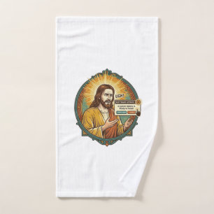 Jesus Annoying Software Update Pop Up Office Humou Hand Towel