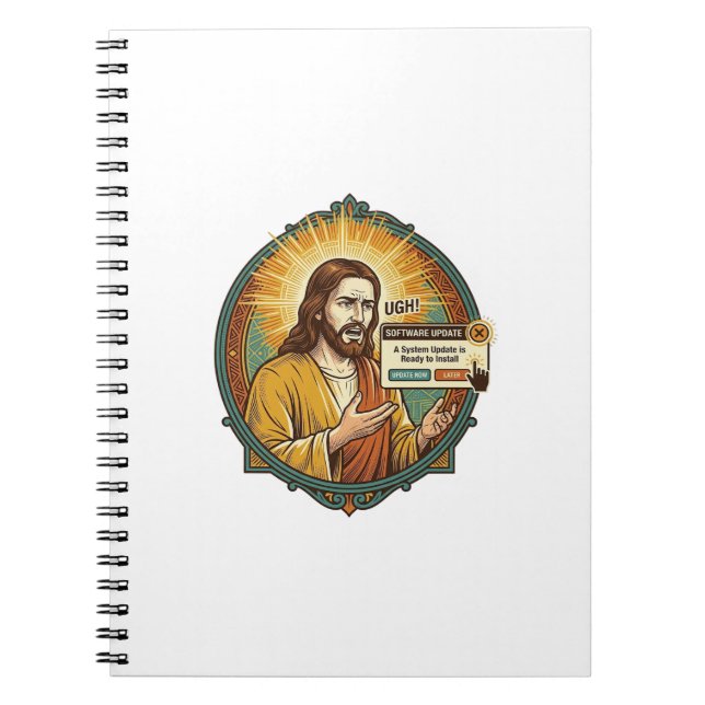 Jesus Annoying Software Update Pop Up Office Humou Notebook (Front)