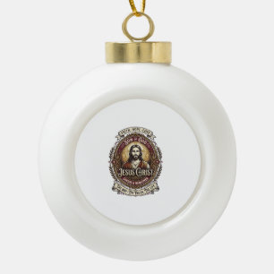 Jesus Antiques Heirloom Graphic Tee Christian Art_ Ceramic Ball Christmas Ornament