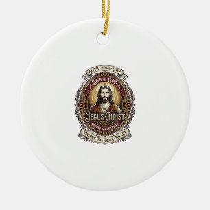 Jesus Antiques Heirloom Graphic Tee Christian Art_ Ceramic Ornament
