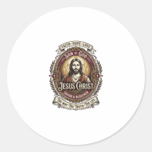 Jesus Antiques Heirloom Graphic Tee Christian Art_ Classic Round Sticker