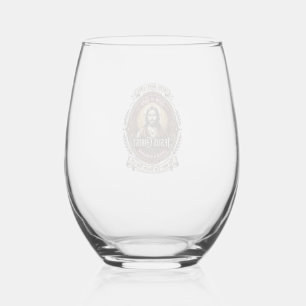 Jesus Antiques Heirloom Graphic Tee Christian Art_ Stemless Wine Glass