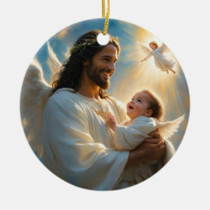 Jesus art ceramic ornament